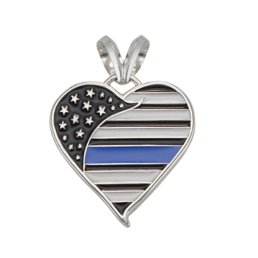 Thin Blue Line Heart Pendant