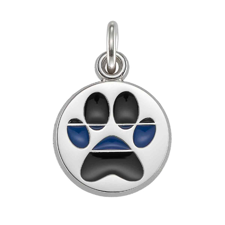 K-9 Thin Blue Line Paw Charm Sterling Silver