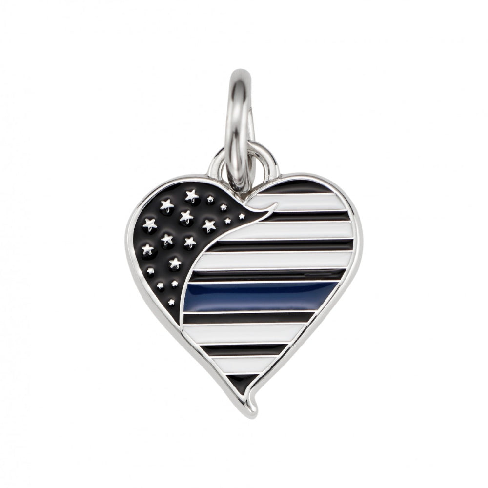 Thin Blue Line Heart Charm