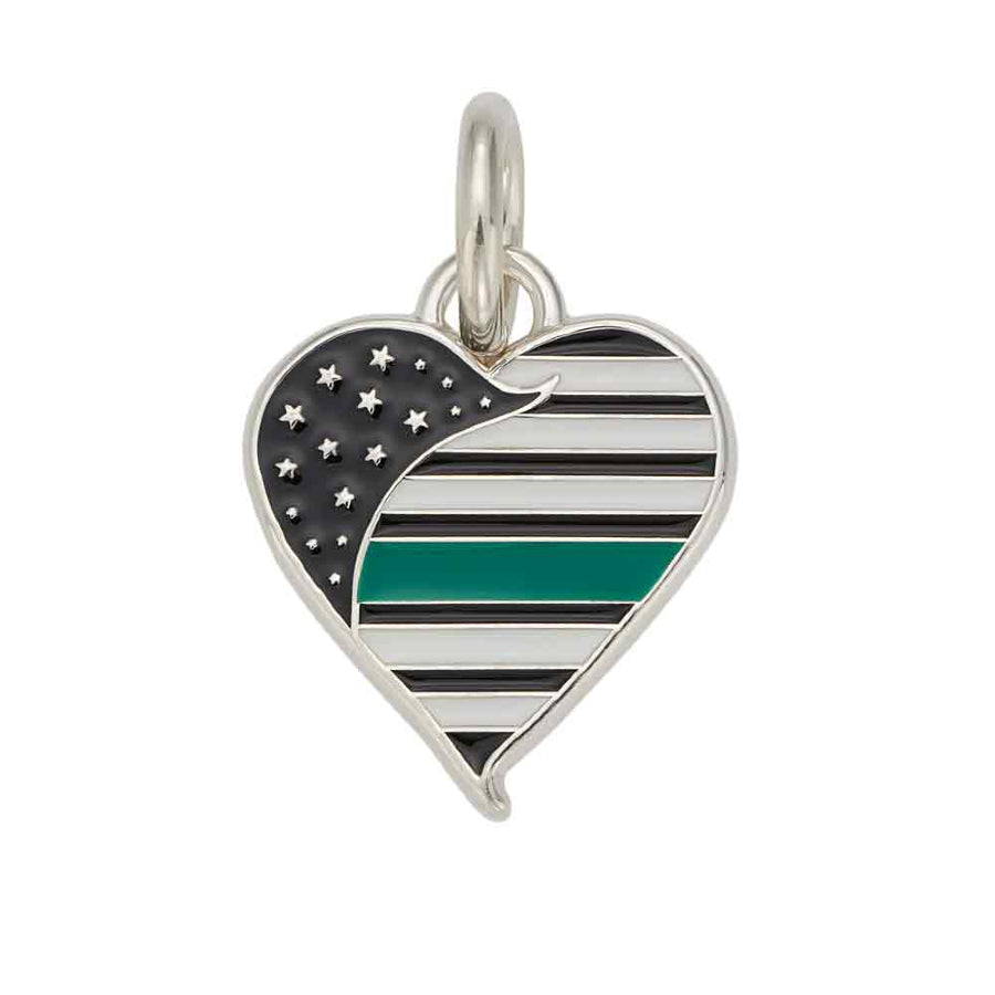 Thin Green Line Heart Charm