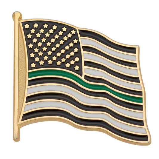 American Flag Thin Green Line Pin