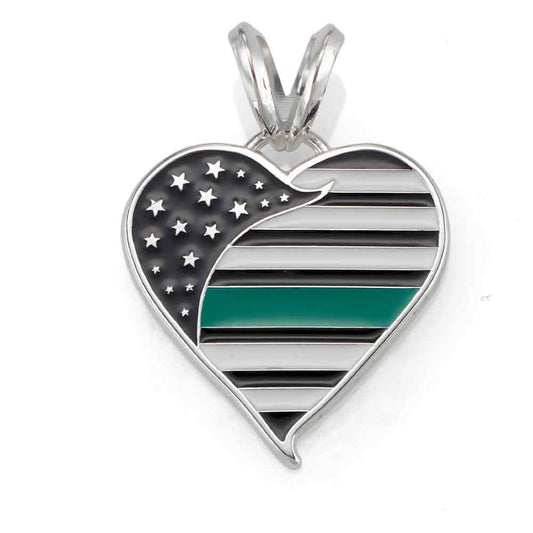 Thin Green Line Heart Pendant