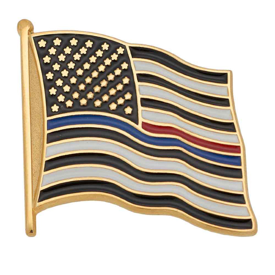 American Flag Thin Red & Blue Line Pin